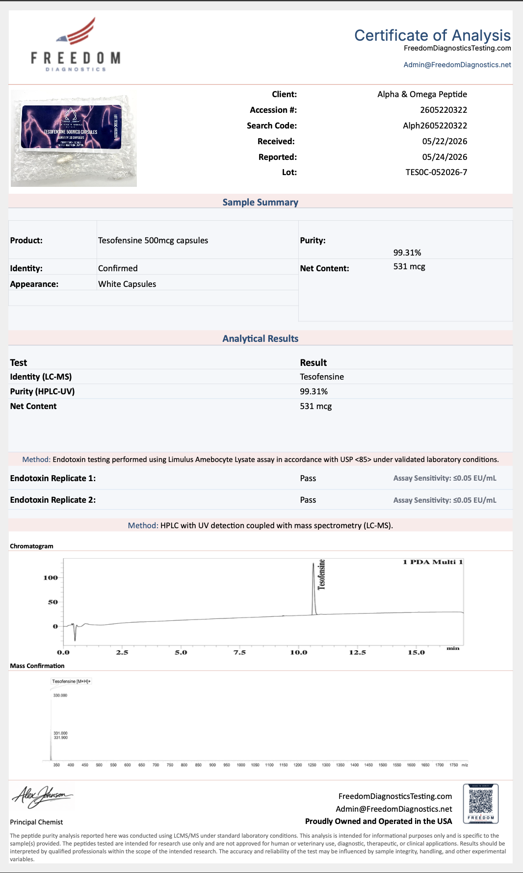 TESOFENSINE 500MCG